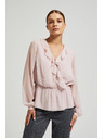 Moodo Rózsaszín fodros női blúz