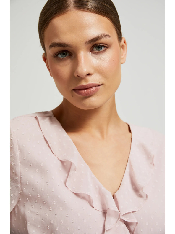 Moodo Rózsaszín fodros női blúz