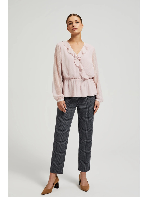 Moodo Rózsaszín fodros női blúz