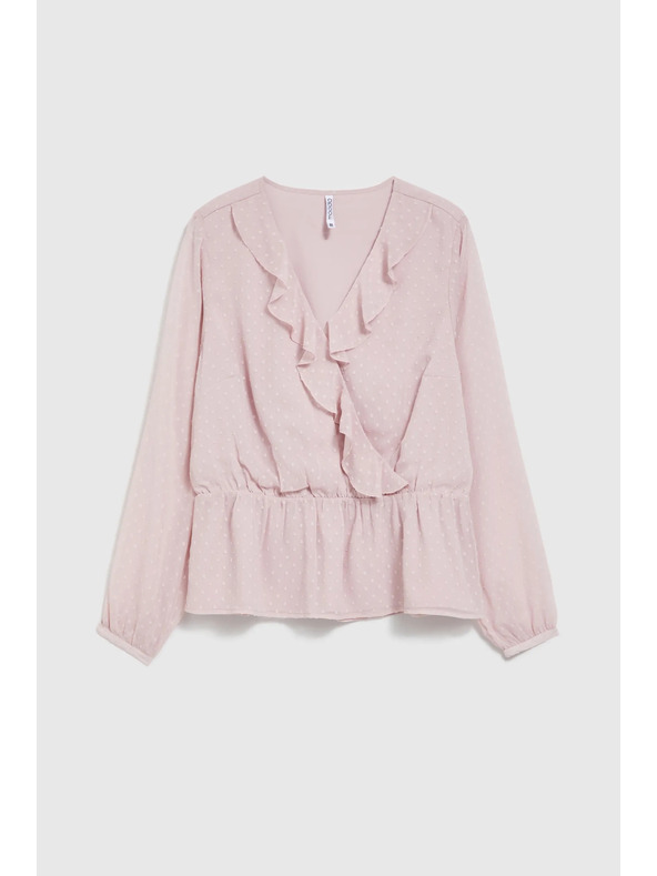 Moodo Rózsaszín fodros női blúz