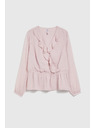 Moodo Rózsaszín fodros női blúz