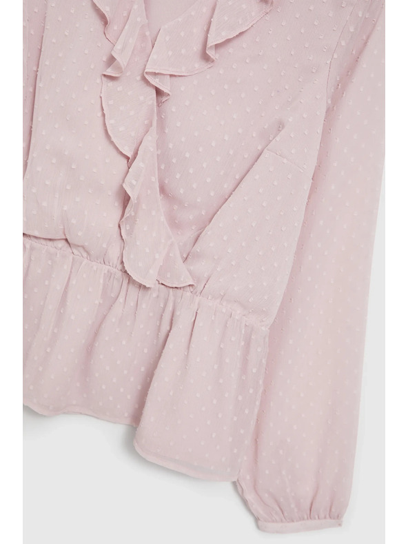 Moodo Rózsaszín fodros női blúz