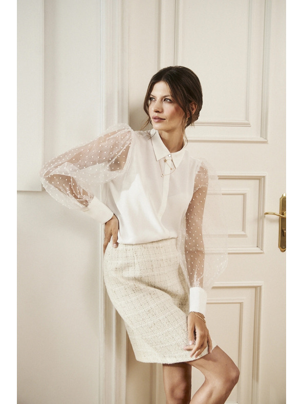 Moodo Fehér átlátszó ujjú ing