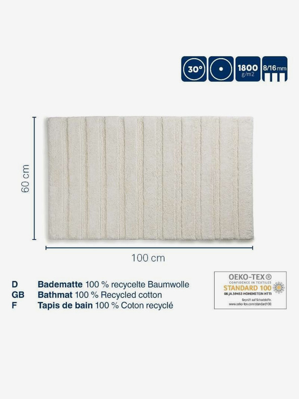 Kela Fürdőszobai szőnyeg Megan 100 x 60 cm pamut szürkésfehér KELA