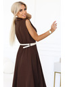 numoco Elegáns midi ing ruha arany gombokkal és övvel - csokoládébarna