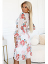 numoco Virágmintás selyem átlapolt ruha hosszú ujjakkal