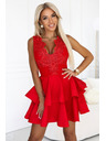 numoco Piros koktélruha CHARLOTTE csipkés nyakkivágással