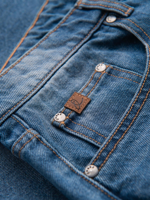 Ombre Clothing Férfi farmer rövidnadrág lyukakkal és szakadásokkal - kék