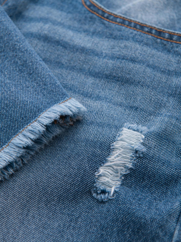 Ombre Clothing Férfi farmer rövidnadrág lyukakkal és szakadásokkal - kék