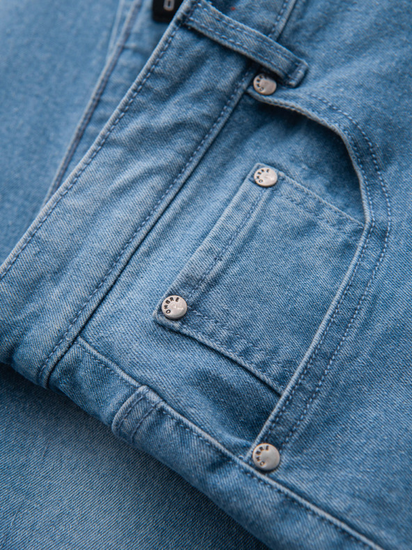 Ombre Clothing Férfi farmer rövidnadrág felhajtott szárral - kék