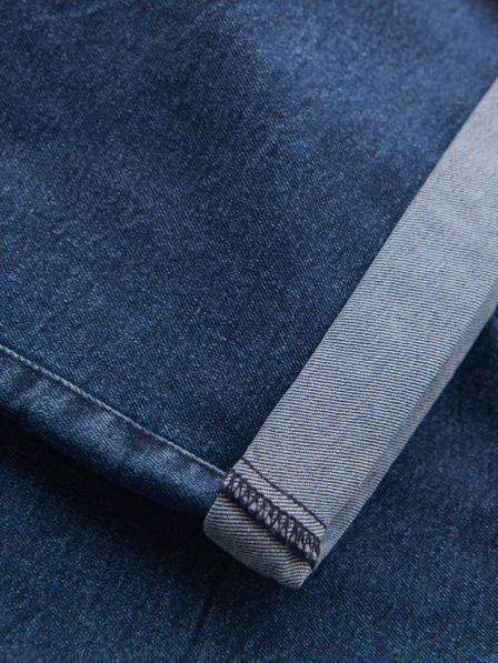 Ombre Clothing Férfi farmer rövidnadrág felhajtott szárral - sötétkék