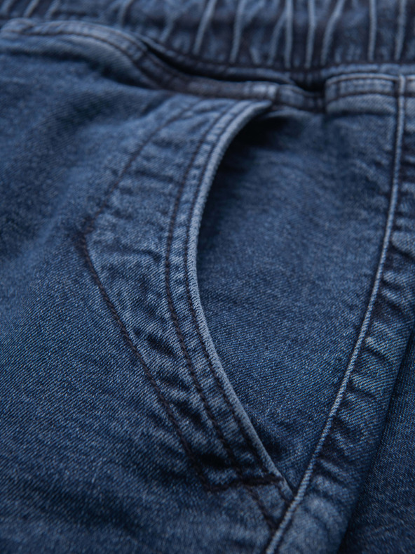 Ombre Clothing Férfi farmer rövidnadrág felhajtott szárral - sötétkék