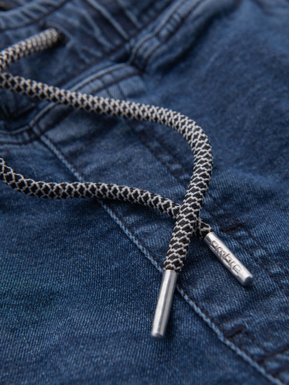 Ombre Clothing Férfi farmer rövidnadrág felhajtott szárral - sötétkék