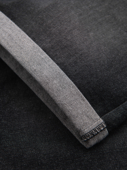 Ombre Clothing Férfi farmer rövidnadrág felhajtott szárral - fekete