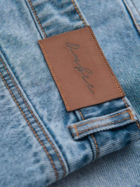 Ombre Clothing Férfi rövid farmerrövidnadrág lyukakkal és szakadásokkal - világoskék