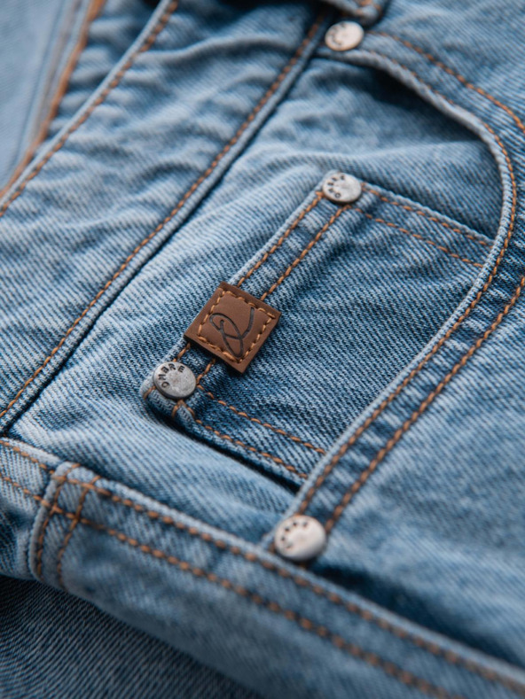 Ombre Clothing Férfi rövid farmerrövidnadrág lyukakkal és szakadásokkal - világoskék