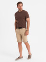 Ombre Clothing Férfi klasszikus chino rövidnadrág felhajtott szárral - bézs