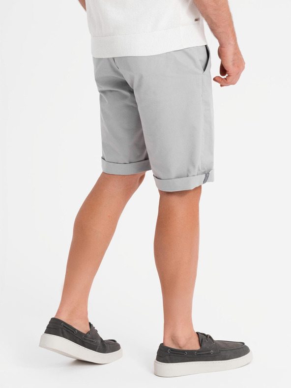 Ombre Clothing Férfi klasszikus chino rövidnadrág felhajtott szárral - szürke
