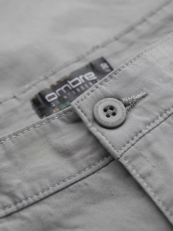 Ombre Clothing Férfi klasszikus chino rövidnadrág felhajtott szárral - szürke