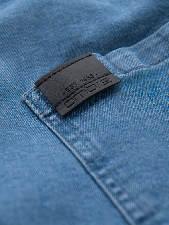 Ombre Clothing Férfi farmer rövidnadrág felhajtott szárral - világoskék