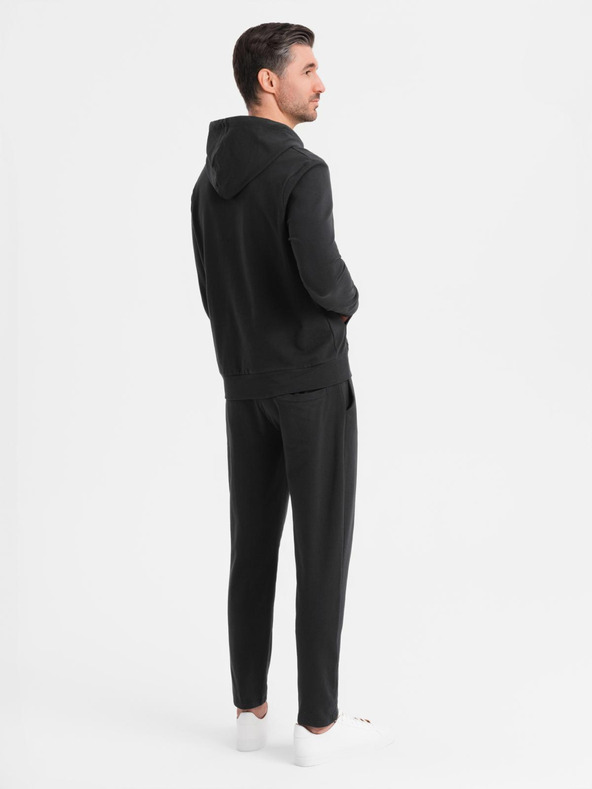 Ombre Clothing Férfi kapucnis pulóver + melegítőnadrág - fekete