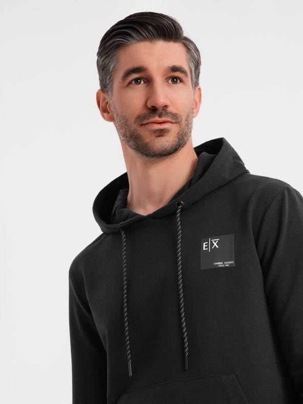 Ombre Clothing Férfi kapucnis pulóver + melegítőnadrág - fekete