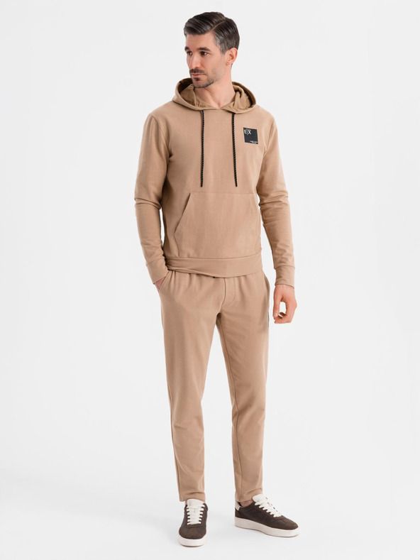 Ombre Clothing Férfi kapucnis pulóver + melegítőnadrág - barna