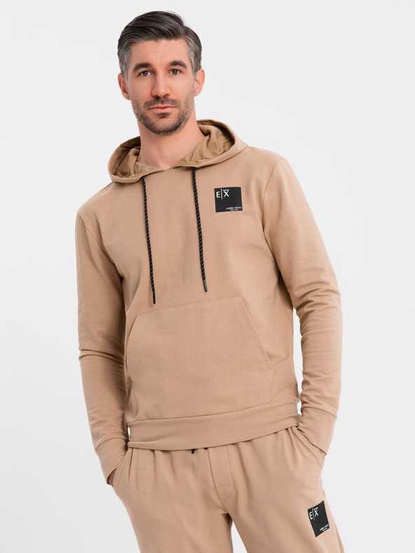 Ombre Clothing Férfi kapucnis pulóver + melegítőnadrág - barna