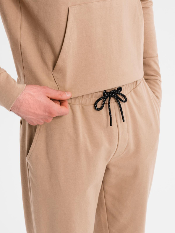 Ombre Clothing Férfi kapucnis pulóver + melegítőnadrág - barna