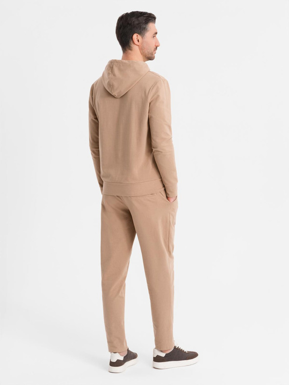 Ombre Clothing Férfi kapucnis pulóver + melegítőnadrág - barna