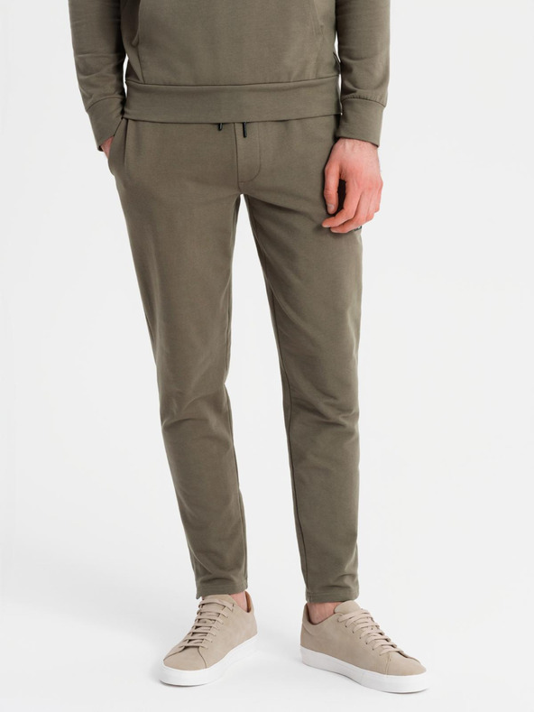 Ombre Clothing Férfi kapucnis pulóver + melegítőnadrág - olíva