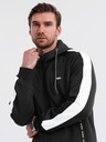 Ombre Clothing Férfi cipzáras kapucnis pulóver szegéllyel - fekete