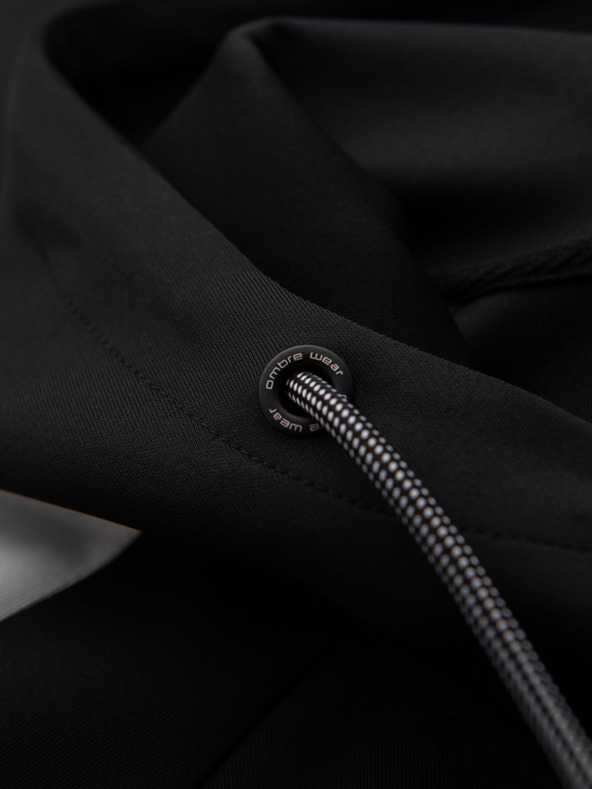 Ombre Clothing Férfi cipzáras kapucnis pulóver szegéllyel - fekete