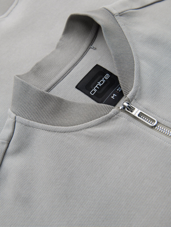 Ombre Clothing Férfi kötött bomber dzseki - szürke