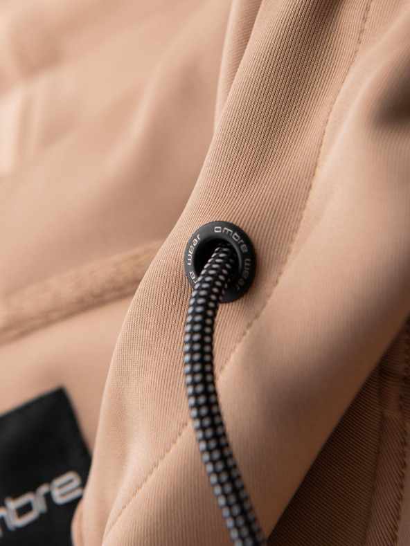 Ombre Clothing Férfi cipzáras kapucnis pulóver szegéllyel - bézs