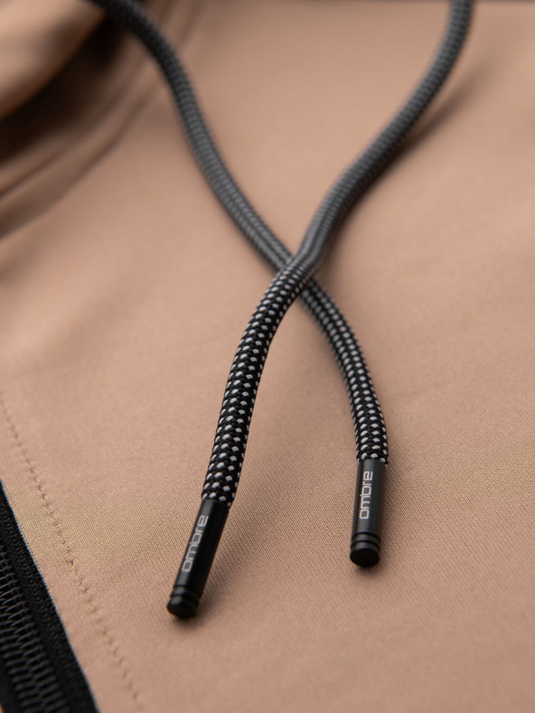 Ombre Clothing Férfi cipzáras kapucnis pulóver szegéllyel - bézs