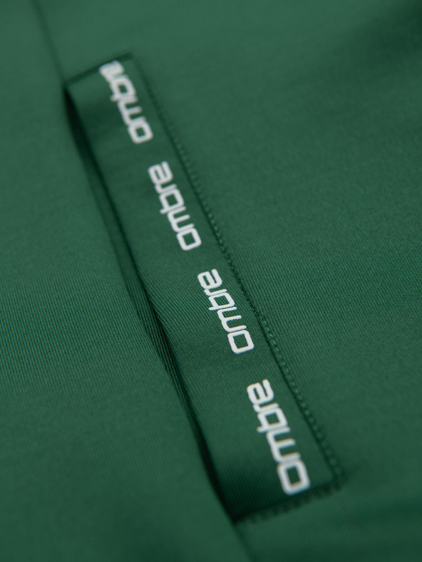 Ombre Clothing Férfi cipzáras kapucnis pulóver szegéllyel - sötétzöld