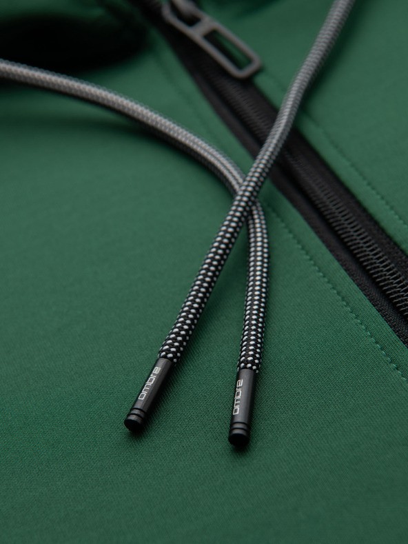 Ombre Clothing Férfi cipzáras kapucnis pulóver szegéllyel - sötétzöld