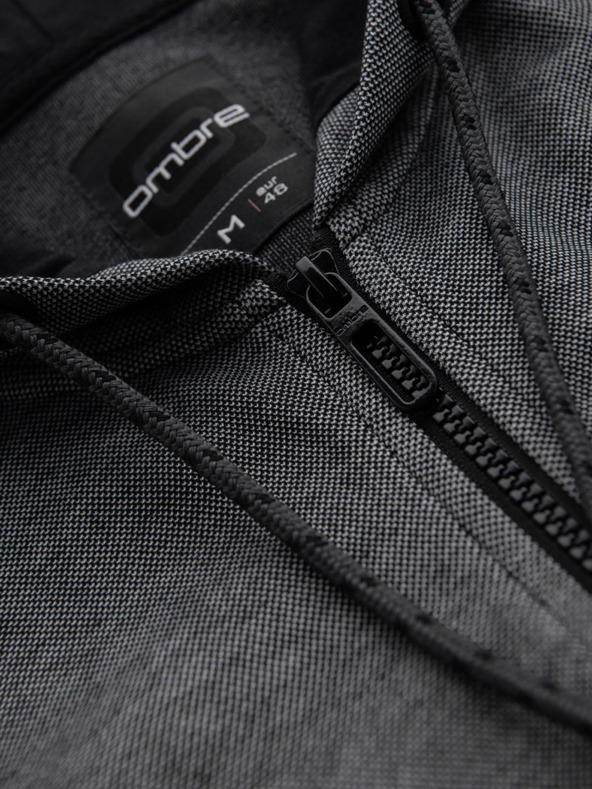 Ombre Clothing Férfi puha szerkezetű kapucnis pulóver - fekete