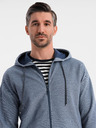 Ombre Clothing Férfi puha szerkezetű kapucnis pulóver - sötétkék