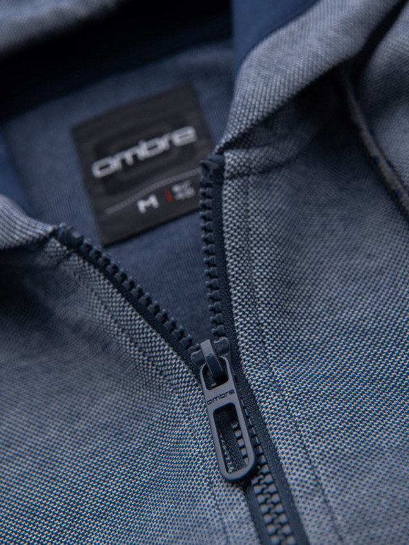 Ombre Clothing Férfi puha szerkezetű kapucnis pulóver - sötétkék