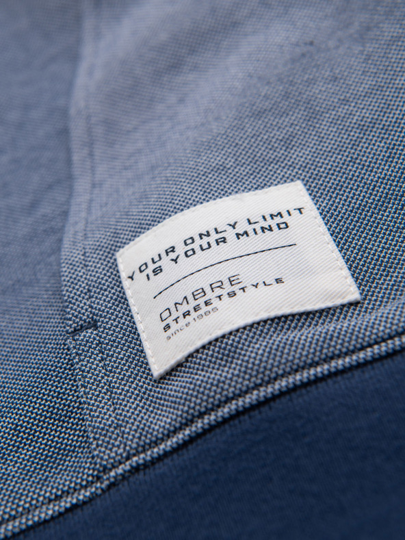 Ombre Clothing Férfi puha szerkezetű kapucnis pulóver - sötétkék