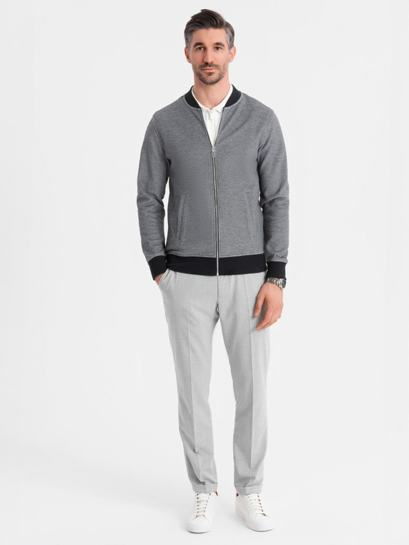 Ombre Clothing Férfi kötött bomber dzseki - fekete