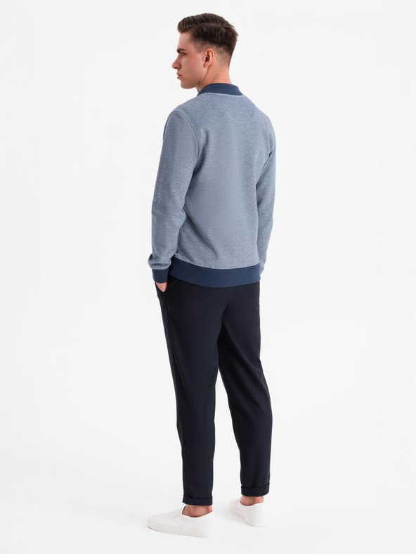 Ombre Clothing Férfi kötött bomber dzseki - sötétkék