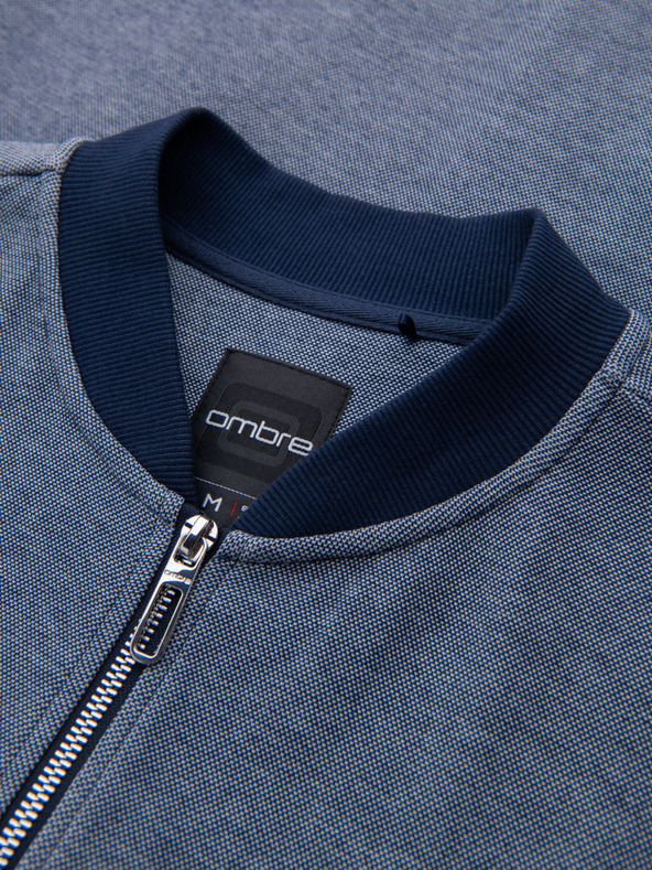 Ombre Clothing Férfi kötött bomber dzseki - sötétkék