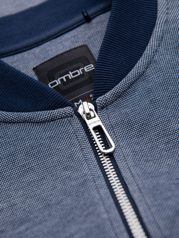 Ombre Clothing Férfi kötött bomber dzseki - sötétkék