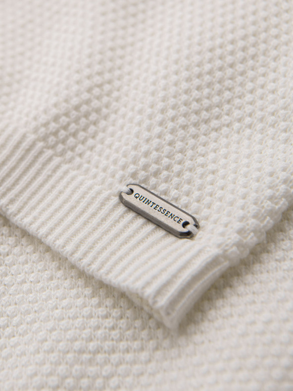 Ombre Clothing Férfi kötött póló finom textúrával - fehér