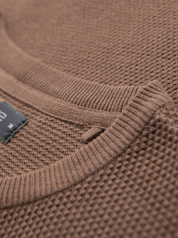 Ombre Clothing Férfi kötött ing finom textúrával - világosbarna