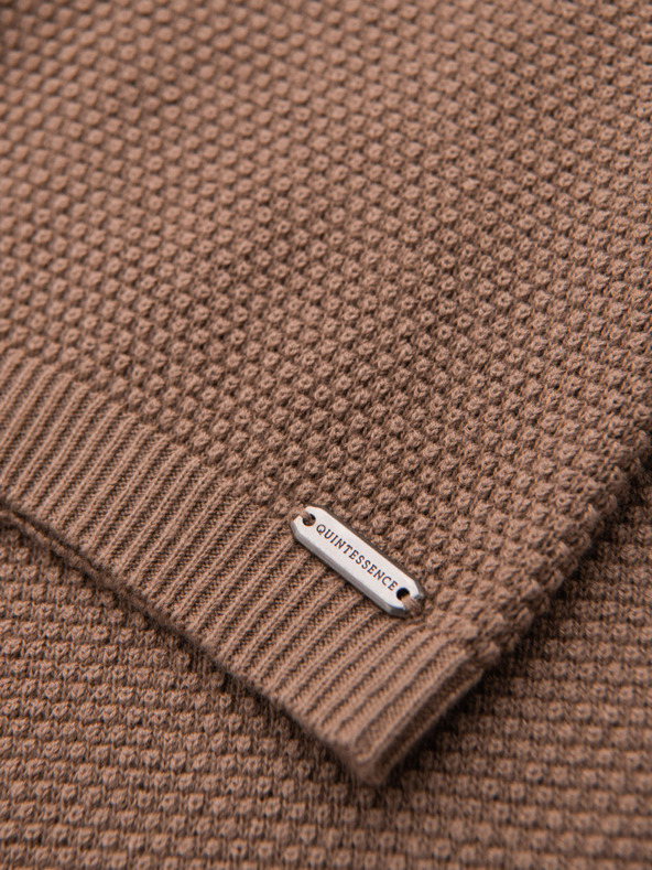 Ombre Clothing Férfi kötött ing finom textúrával - világosbarna