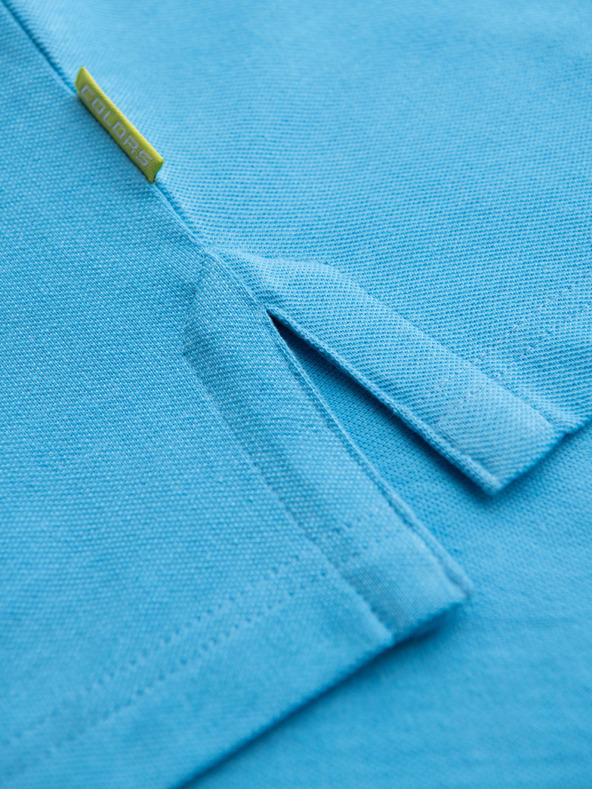 Ombre Clothing Piké kötésű pamut galléros póló - világoskék